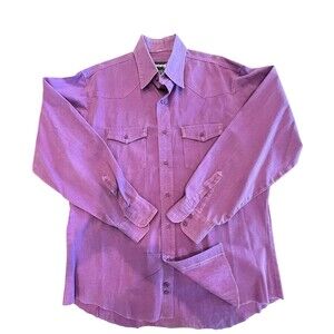 Wrangler Brushpopper Vintage Shirt Solid Purple Mens  Reg Fit 17-35 SZ XL USA